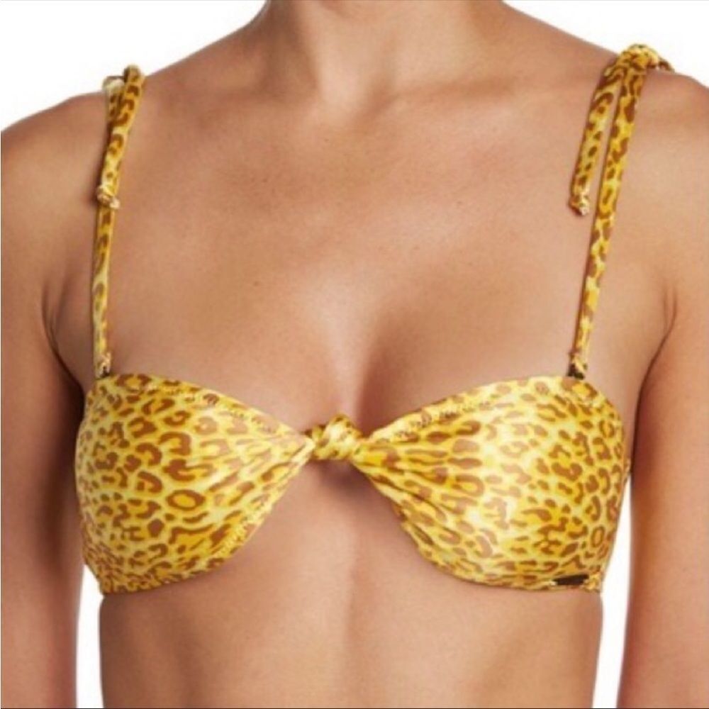 KENDALL & KYLIE | NEW Sun Leopard Tie Shoulder Bikini Swim Top Women’s Size L